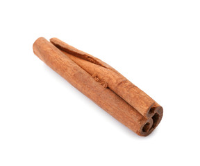 Aromatic cinnamon stick on white background
