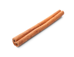 Aromatic cinnamon stick on white background