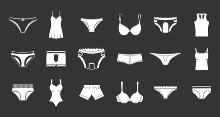 Underwear icon set vector white isolated on grey background 