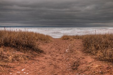 Obraz premium Wisconsin Point in Superior, Wisconsin is on the shore of Lake Superior