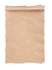 Obraz premium Vintage blank document pencil isolated on white