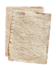 Vintage crumpled blank paper isolated on white
