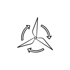 Wind generator hand drawn outline doodle icon. Environmental technology and wind battery concept. Windmill vector sketch illustration for print, mobile and infographics isolated on white background.