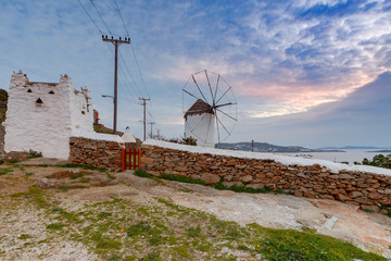 Mykonos. An old traditional windmill.