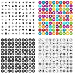100 data analysis icons set vector in 4 variant for any web design isolated on white