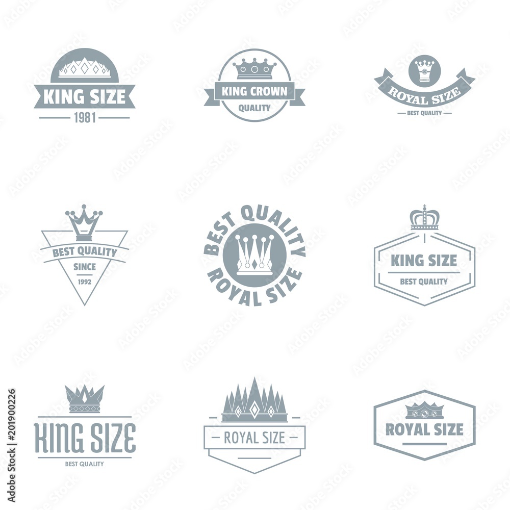 Poster king size logo set. simple set of 9 king size vector logo for web isolated on white background