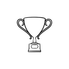 Award hand drawn outline doodle icon. Trophy cup vector sketch illustration for print, web, mobile and infographics isolated on white background.