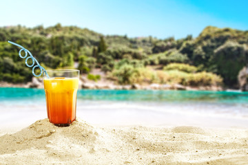 summer drink on beach 