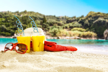 summer drink on beach 