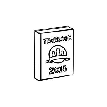 Yearbook hand drawn outline doodle icon. Vector sketch illustration of photo yearbook for print, web, mobile and infographics isolated on white background.