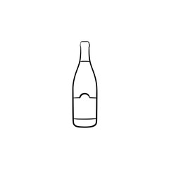 Wine bottle hand drawn outline doodle icon. Vector sketch illustration of champagne bottle of wine for print, web, mobile and infographics isolated on white background.
