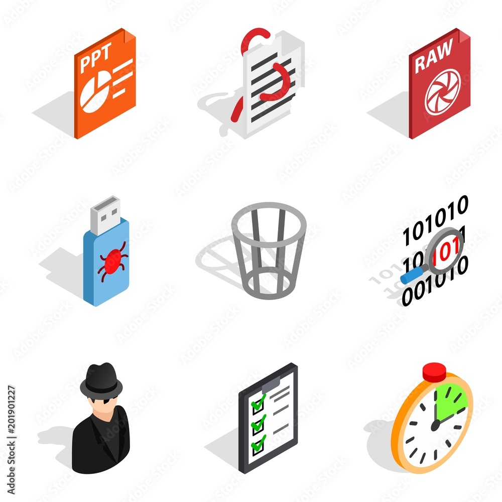 Poster ip address icons set. isometric set of 9 ip address vector icons for web isolated on white backgroun