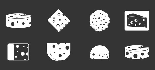 Cheese icon set vector white isolated on grey background 
