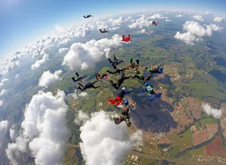 Printed kitchen splashbacks Air sports Skydiving team formation