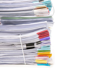 Stack of Documents isolated on white background. Documents pile.