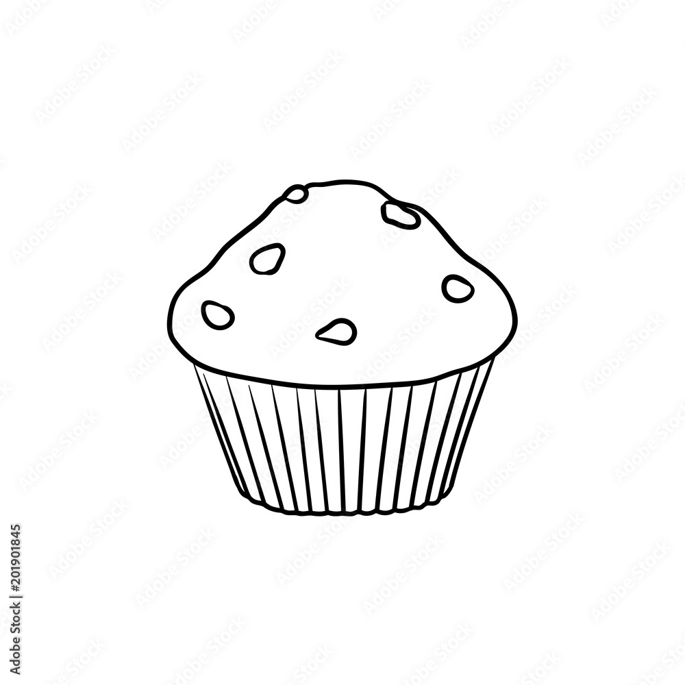 Canvas Prints Muffin hand drawn outline doodle icon. Vector sketch illustration of muffin for print, web, mobile and infographics isolated on white background.