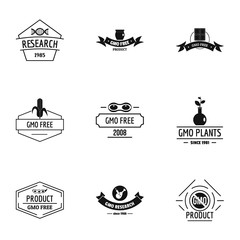 GMO free logo set. Simple set of 9 GMO free vector logo for web isolated on white background