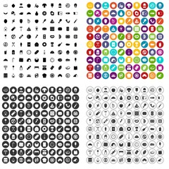 100 delicious dishes icons set vector in 4 variant for any web design isolated on white