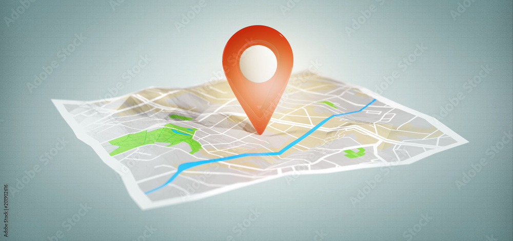Poster 3d rendering pin holder on a map