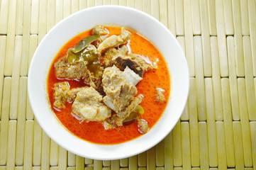 boiled pork rib with coconut milk curry on bowl