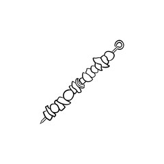 Shish kebab hand drawn outline doodle icon. Skewer with shish kebab vector sketch illustration for print, web, mobile and infographics isolated on white background.