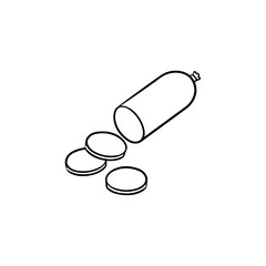 Wurst hand drawn outline doodle icon. Piece of salami wurst vector sketch illustration for print, web, mobile and infographics isolated on white background.