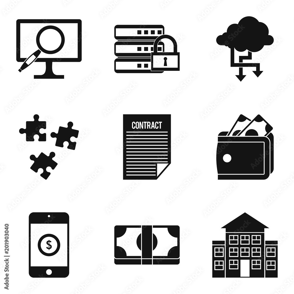 Poster computer expert icons set. simple set of 9 computer expert vector icons for web isolated on white ba