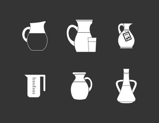 Jug icon set vector white isolated on grey background 