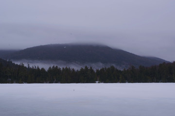 Copperas Pond in the Adirondack Mountains during the winter.