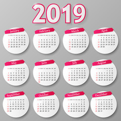 Calendar design. Vector illustration.