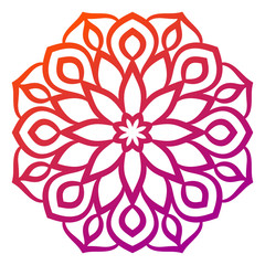 Colorful gradient round element. Mandala. Ornamental doodle flower isolated on white background. Vector illustration.