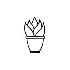 Sansevieria trifasciata hand drawn vector outline doodle icon. Decorative potted house plant sketch illustration for print, web, mobile and infographics isolated on white background.