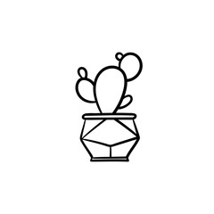 Cactus hand drawn vector outline doodle icon. Decorative potted house plant sketch illustration for print, web, mobile and infographics isolated on white background.