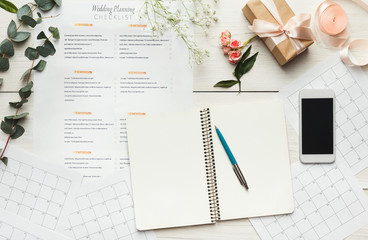 Bridal background with planner checklist