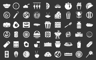 Food icon set vector white isolated on grey background 