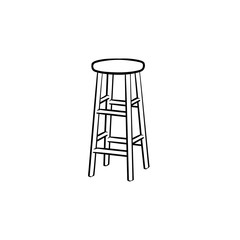 Barstool hand drawn outline doodle icon. High chair vector sketch illustration for print, web, mobile and infographics isolated on white background.
