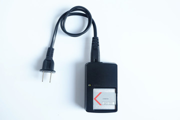 Adapter power charger battery of Camera on white background.