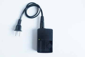 Adapter power charger battery of Camera on white background.