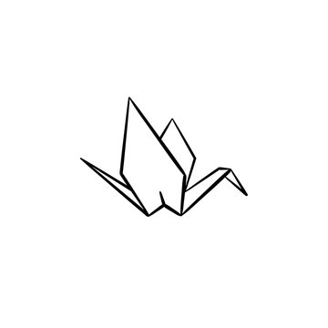 Origami crane hand drawn outline doodle icon