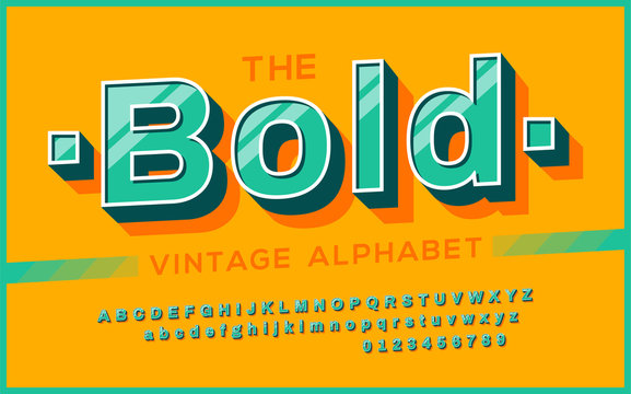 Retro Font 90's, 80's. typography design, Simple Bold Style. Vector abc alphabet