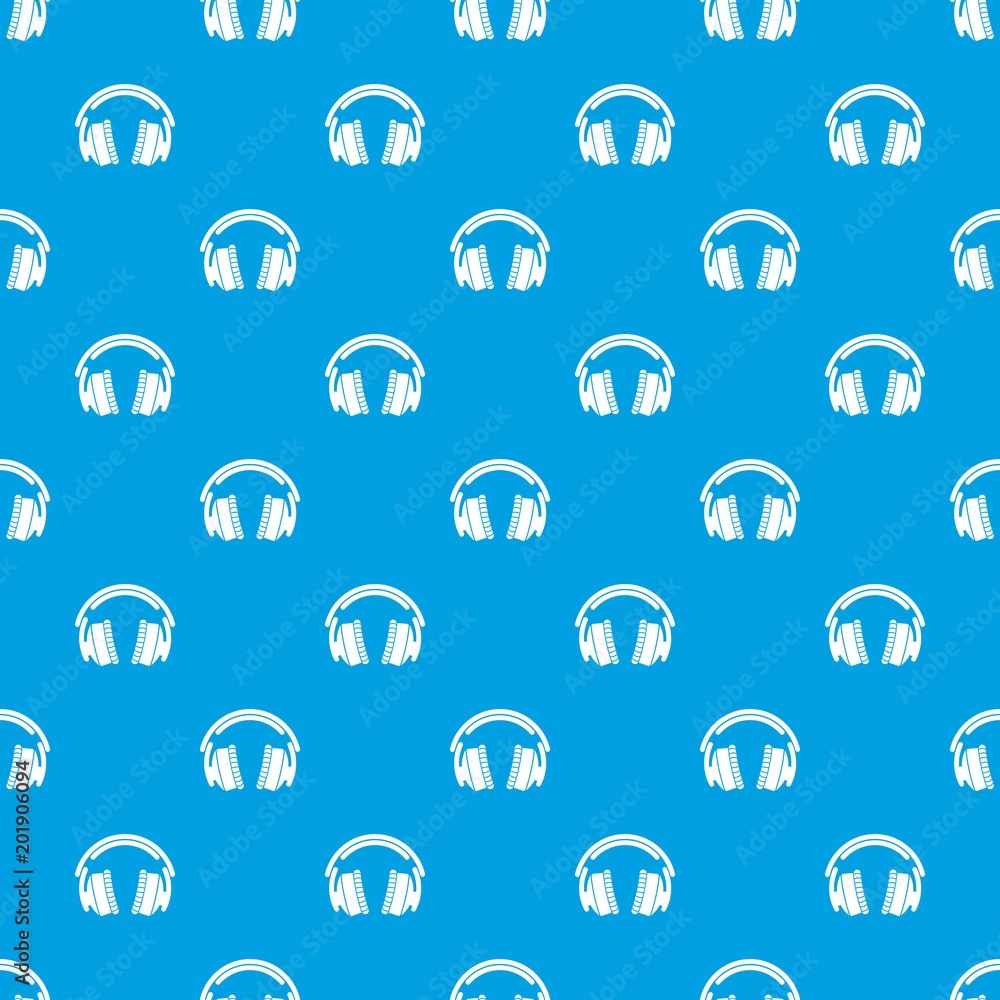 Poster headphones pattern vector seamless blue repeat for any use