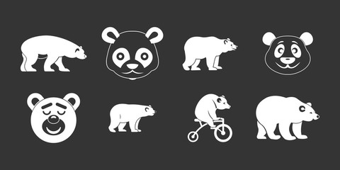 Obraz premium Bear icon set vector white isolated on grey background 
