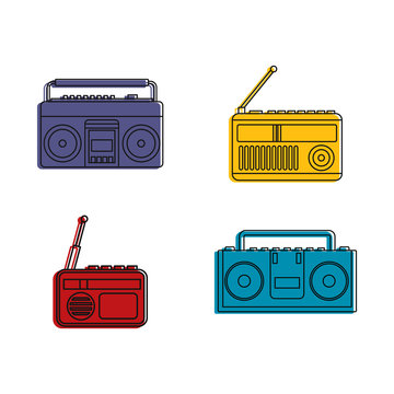 Bumbox icon set. Color outline set of bumbox vector icons for web design isolated on white background
