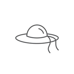 Summer women hat with large brim editable outline icon - pixel perfect symbol of beach vacation accessory.