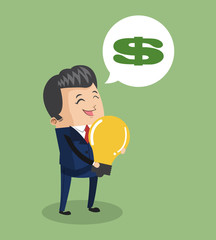 Businessman with big idea cartoon vector illustration graphic design