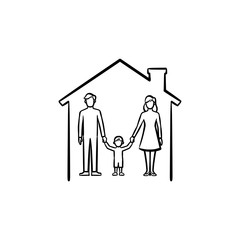 Family house hand drawn outline doodle icon. Vector sketch illustration of family home and property for print, web, mobile and infographics isolated on white background.