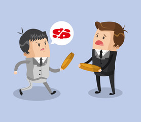 Businessmens discussion for money cartoon vector illustration graphic design