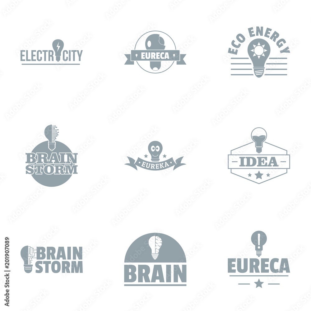 Poster Brainstorming logo set. Simple set of 9 brainstorming vector logo for web isolated on white background