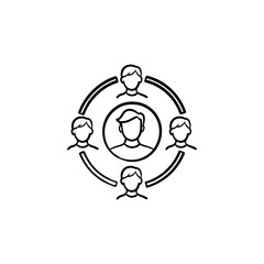 Obraz premium Family circle hand drawn outline doodle icon. Vector sketch illustration of family circle for print, web, mobile and infographics isolated on white background.