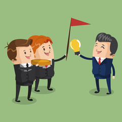 Business teamwork with ideas cartoon vector illustration graphic design
